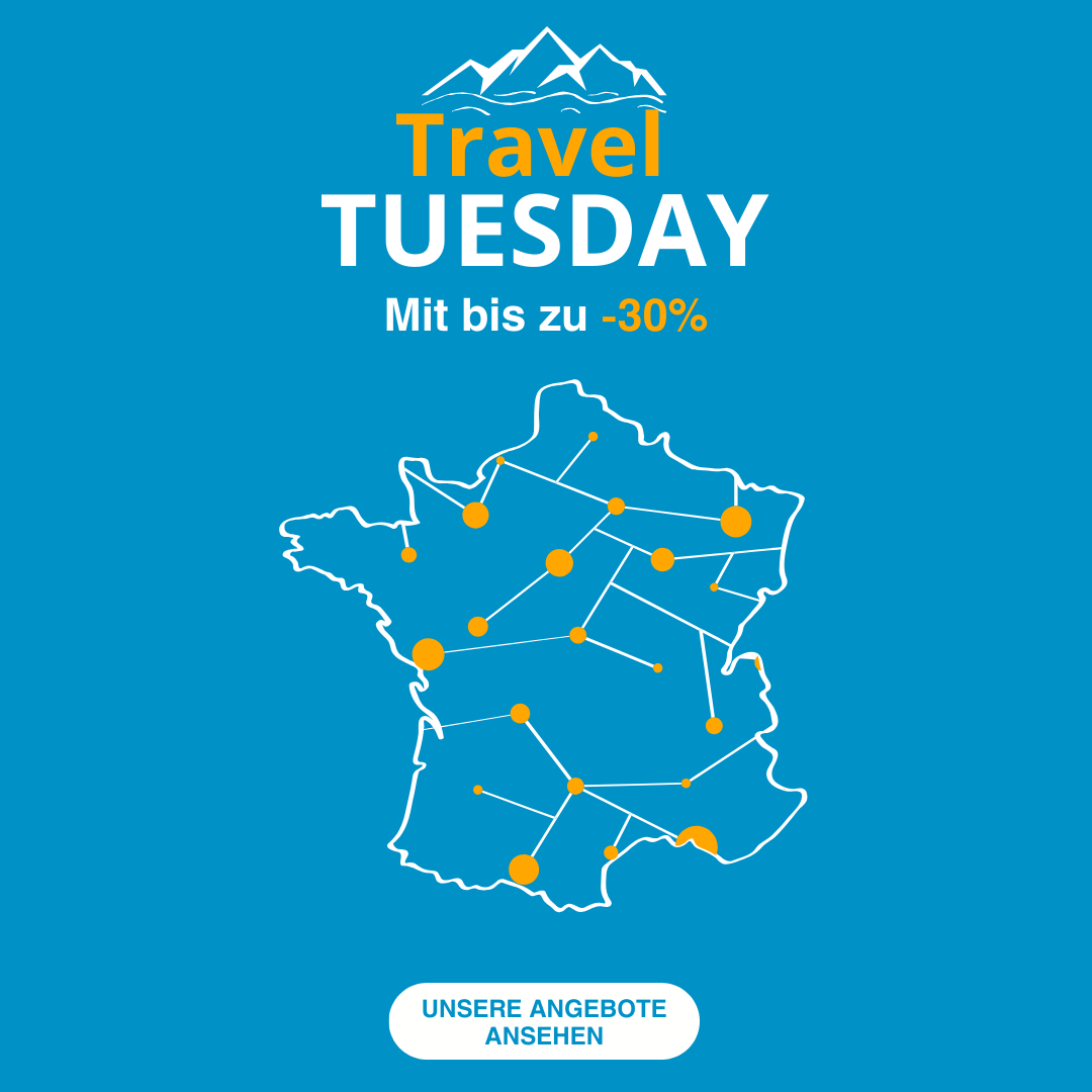 TRAVEL TUESDAY mit bis zu 30% !